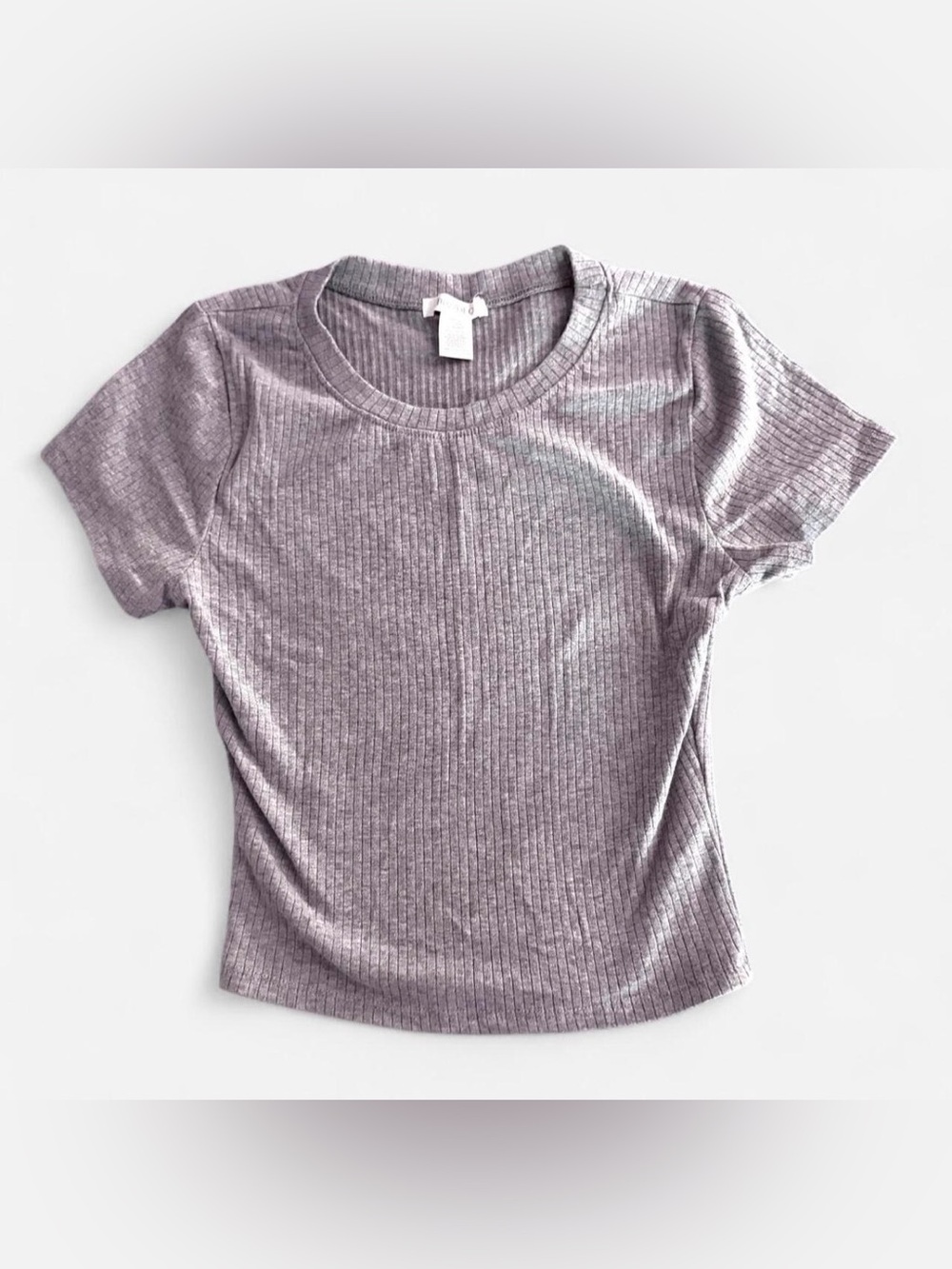 BOZZOLO Grey Ribbed Fitted Baby Tee Short Sleeve Size Small